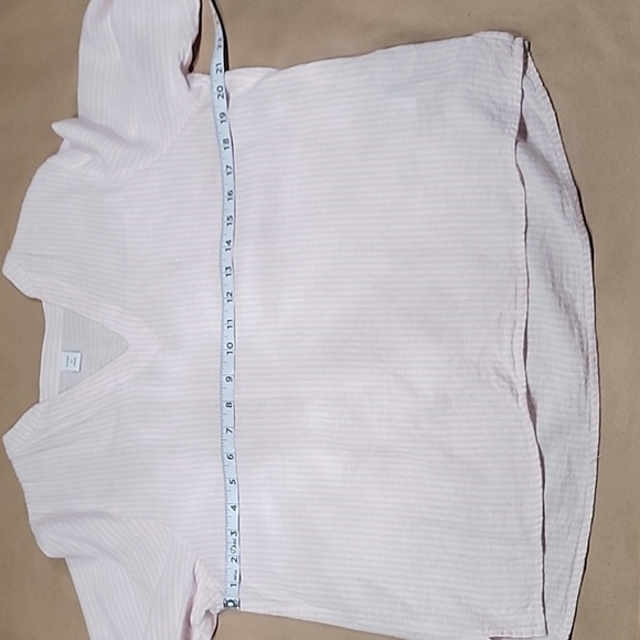 Old Navy Size XS Light Pink and White Stripe Linen Blend Long Sleeve Blouse - Picture 7 of 12
